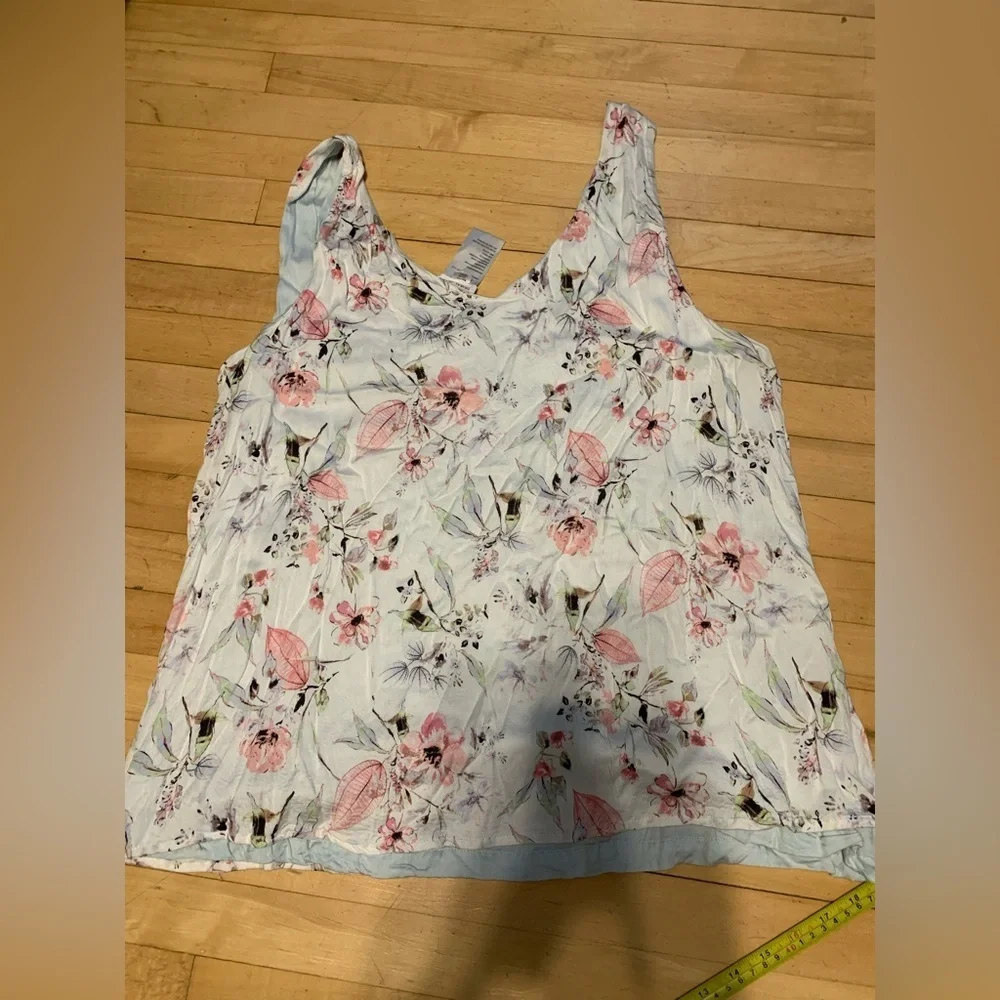 Tribal Jeans Floral Sleeveless Top - Pink and White - Picture 2 of 7